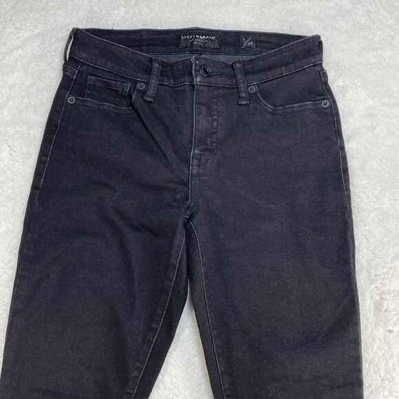 Lucky Brand Jeans Womens Sz 0/25 Black Ava Mid Rise Super Skinny Denim 26x27 - Picture 2 of 15